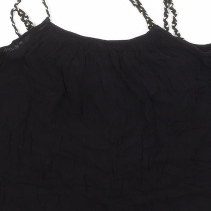 River Island Womens Black Viscose Basic Blouse Size 10 V-Neck - Cold Shoulder