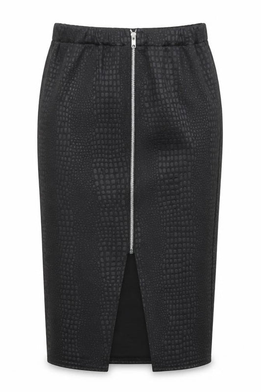 Chique Clothes Womens Black Geometric Polyester Straight & Pencil Skirt Size 10 Zip