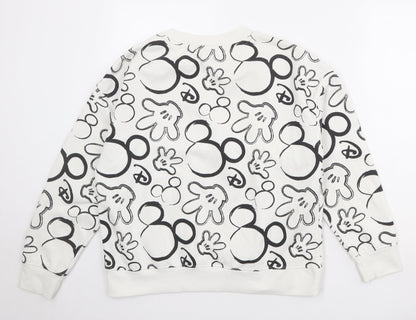Preloved Disney Womens White Polyester Pullover Sweatshirt Size 10 Pullover - Mickey Mouse Size 10-12 - Back