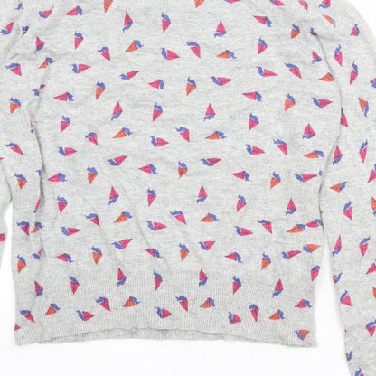 Therapy Womens Grey Round Neck Geometric Viscose Pullover Jumper Size 14