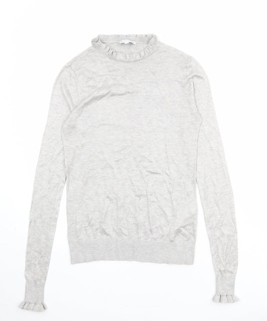 Warehouse Womens Grey Round Neck Polyester Pullover Jumper Size 8