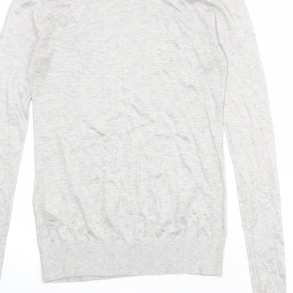 Warehouse Womens Grey Round Neck Polyester Pullover Jumper Size 8