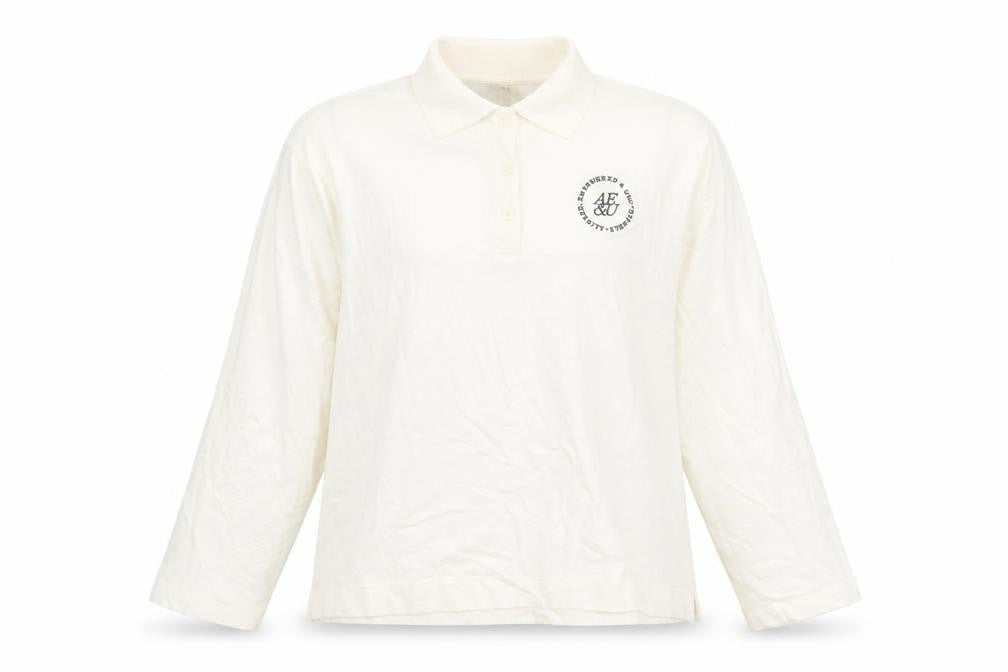 H&M Womens Ivory Cotton Basic Polo Size L Collared