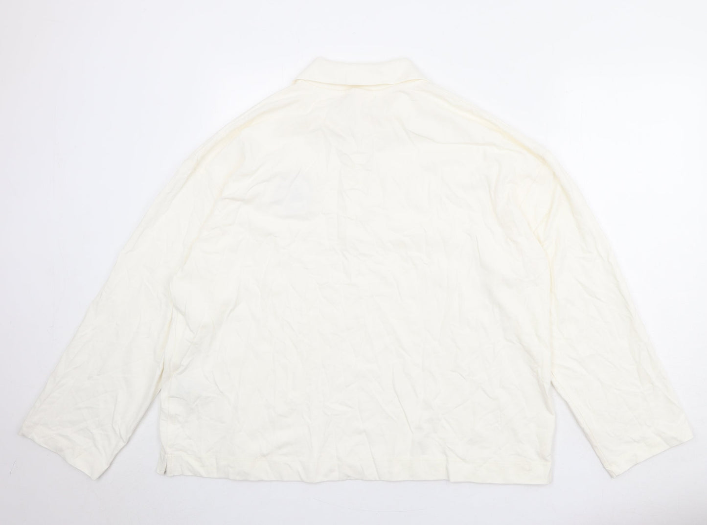 H&M Womens Ivory Cotton Basic Polo Size L Collared