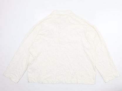 H&M Womens Ivory Cotton Basic Polo Size L Collared