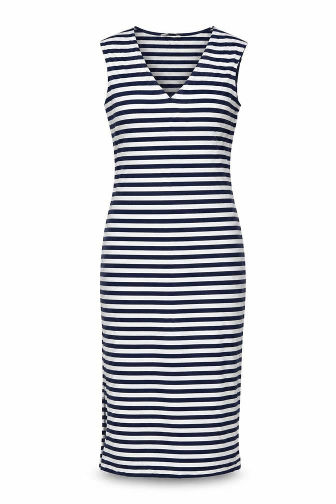 Oasis Womens Blue Striped Viscose A-Line Size S V-Neck Pullover