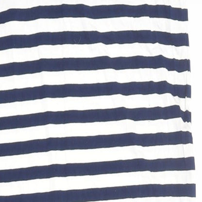 Oasis Womens Blue Striped Viscose A-Line Size S V-Neck Pullover