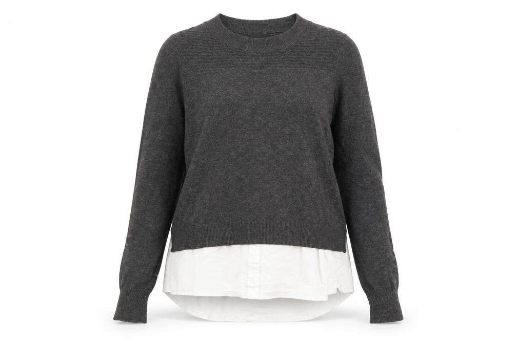 River Island Womens Grey Round Neck Polyamide Pullover Jumper Size 10 - Shirt Insert