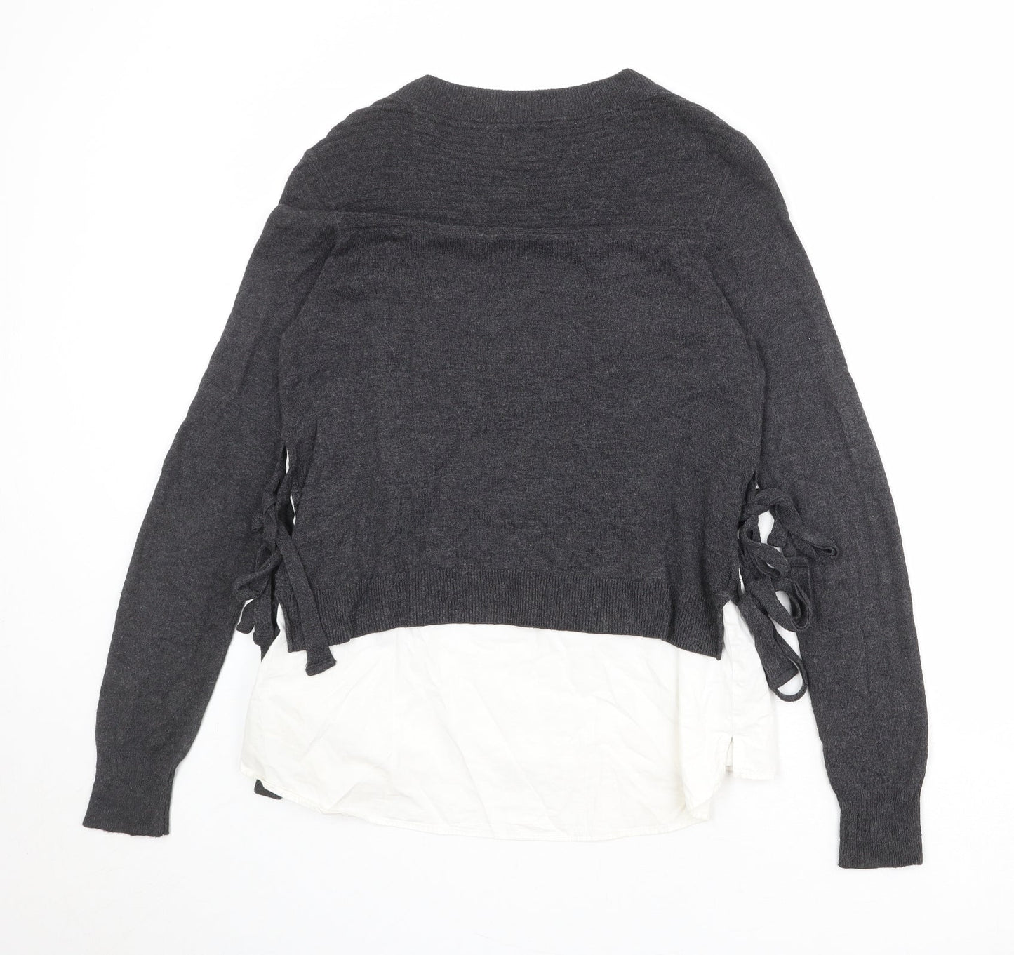 River Island Womens Grey Round Neck Polyamide Pullover Jumper Size 10 - Shirt Insert