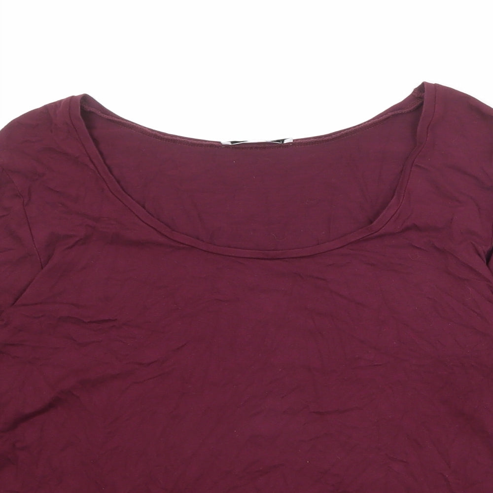 Artigiano Womens Red Viscose Basic T-Shirt Size 16 Scoop Neck