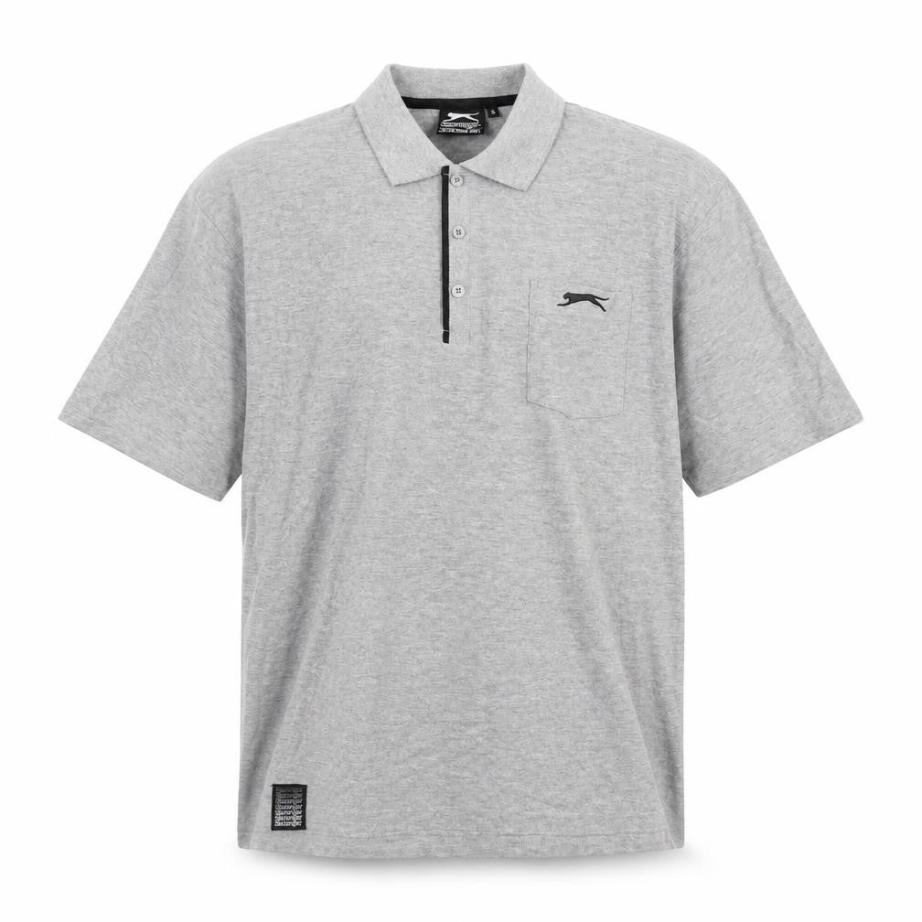 Slazenger Mens Grey Cotton Polo Size S Collared Button