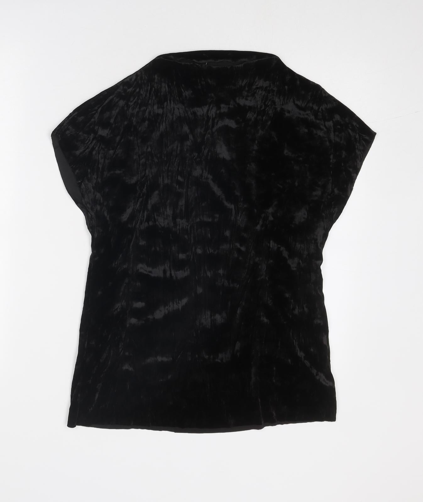 Wi & Co Womens Black Polyester Basic Blouse Size S High Neck