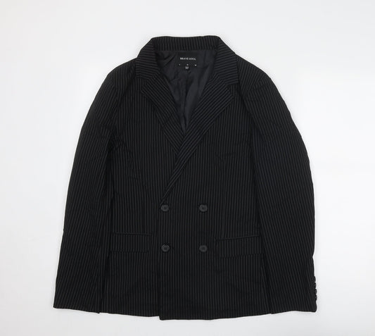 Brave Soul Womens Black Pinstripe Viscose Jacket Suit Jacket Size 10