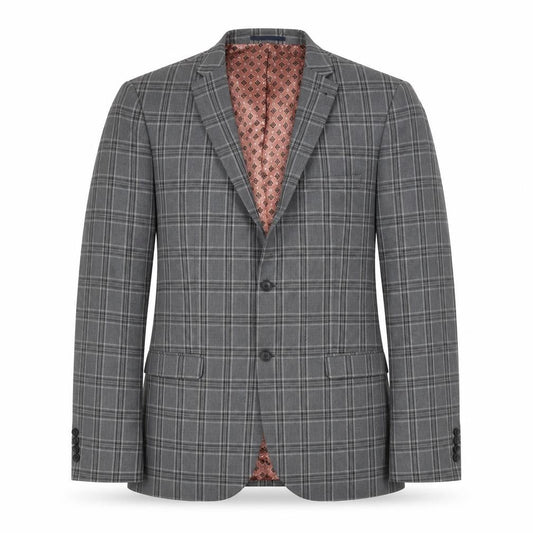 Next Mens Grey Plaid Polyester Jacket Blazer Size 42 Regular
