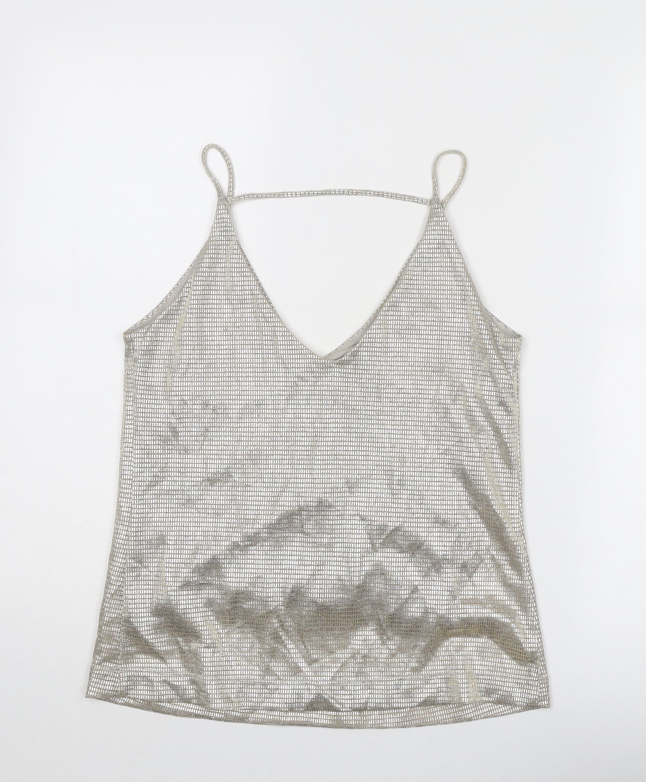 Saint Tropez Clothing Womens Silver Polyester Basic Tank Size XS V-Neck