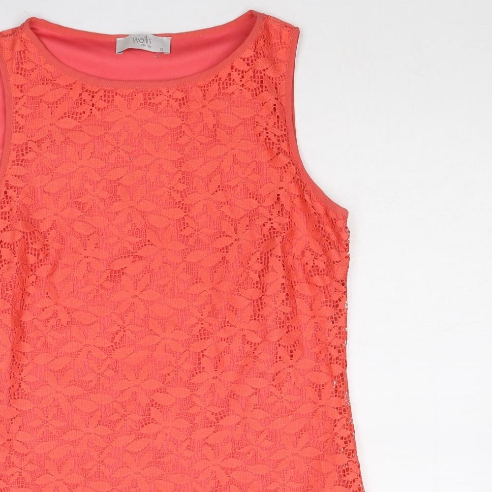 Wallis Womens Pink Polyester Basic Tank Size 10 Round Neck
