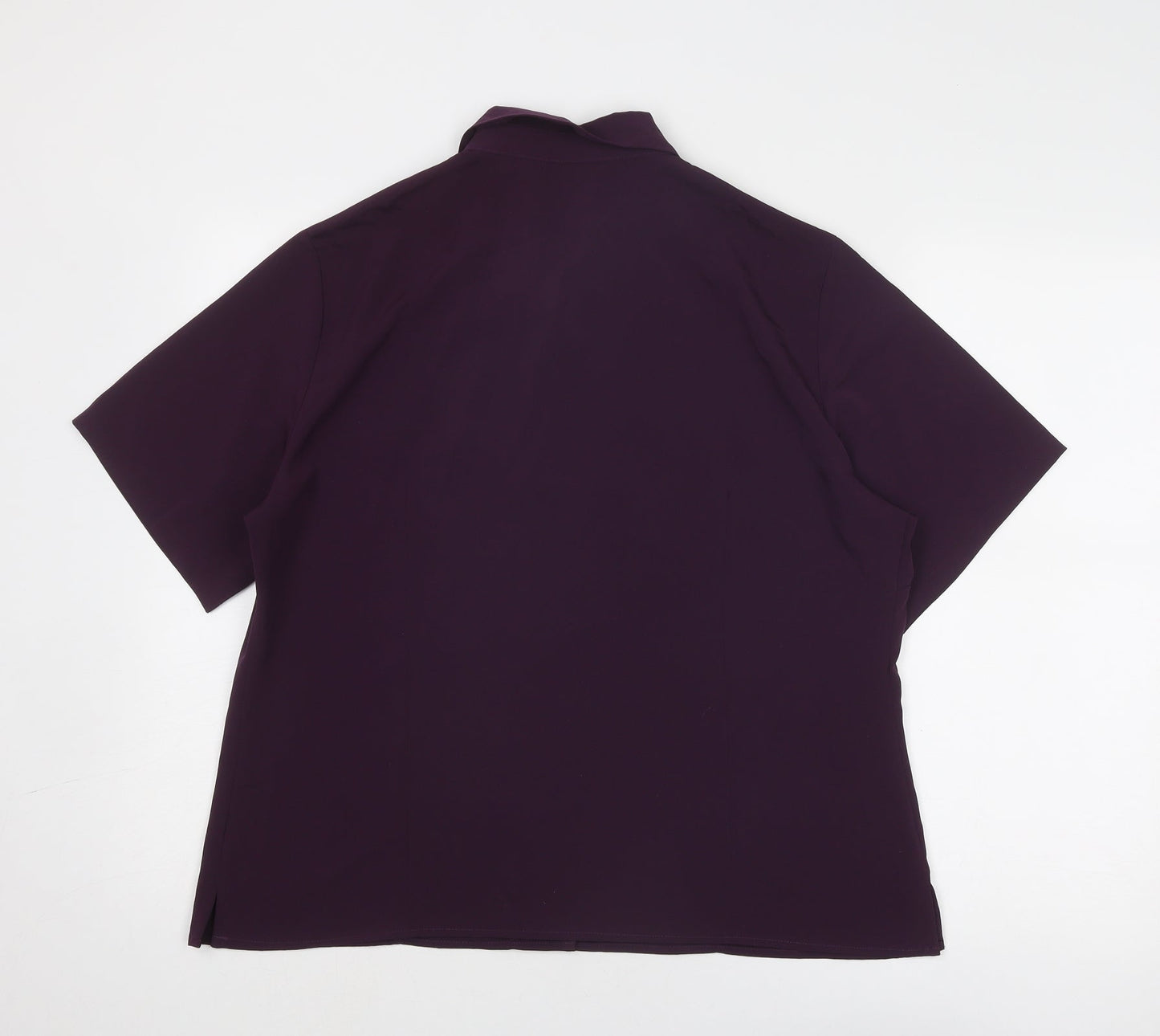 Simon Jersey Womens Purple Polyester Basic Button-Up Size 20 Collared