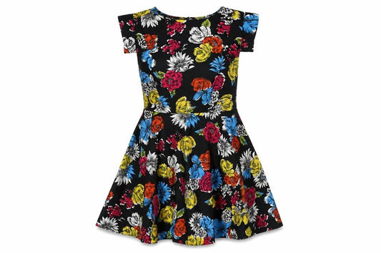 Yumi Womens Multicoloured Floral Polyester Fit & Flare Size 10 Round Neck Zip