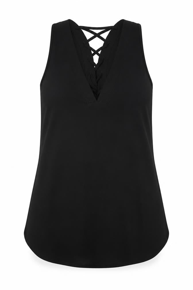 River Island Womens Black Polyester Basic Tank Size 8 V-Neck