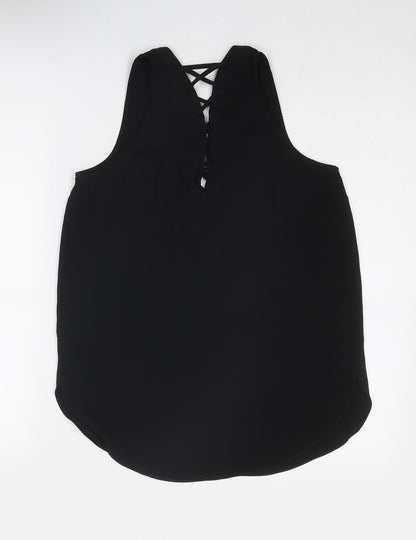 River Island Womens Black Polyester Basic Tank Size 8 V-Neck