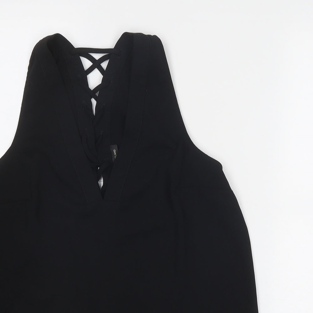 River Island Womens Black Polyester Basic Tank Size 8 V-Neck