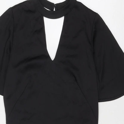 Next Womens Black Polyester Bodycon Size 10 Round Neck Zip