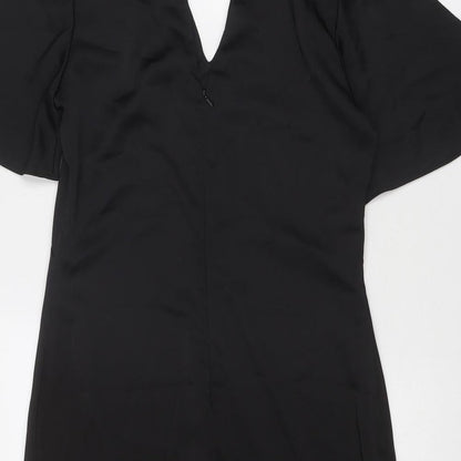 Next Womens Black Polyester Bodycon Size 10 Round Neck Zip