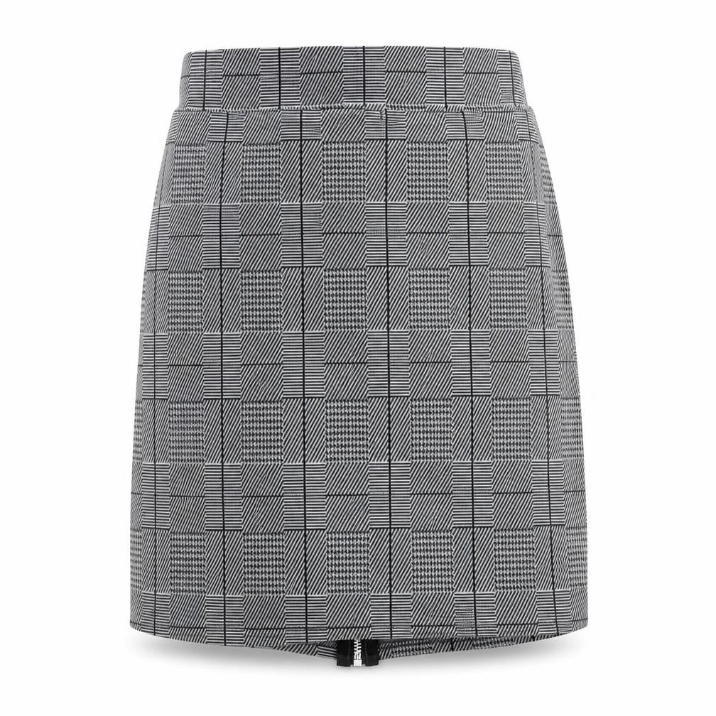 Look of the Day Womens Grey Plaid Polyester A-Line Skirt Size 6 Zip