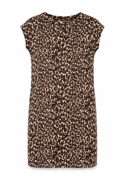 Next Womens Brown Animal Print Viscose A-Line Size 10 Round Neck Pullover - Leopard Pattern