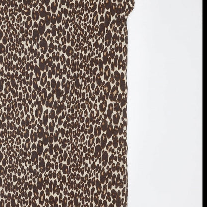 Next Womens Brown Animal Print Viscose A-Line Size 10 Round Neck Pullover - Leopard Pattern