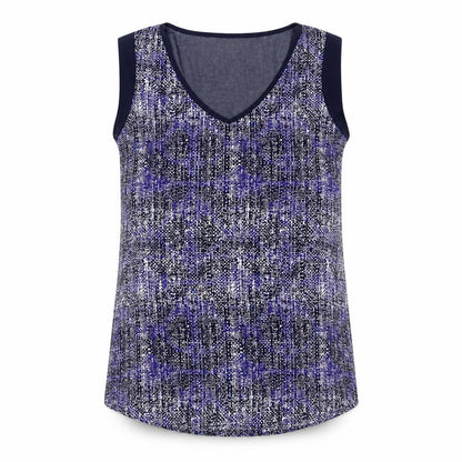 Jeanswest Womens Blue Geometric Polyester Basic Blouse Size 8 V-Neck