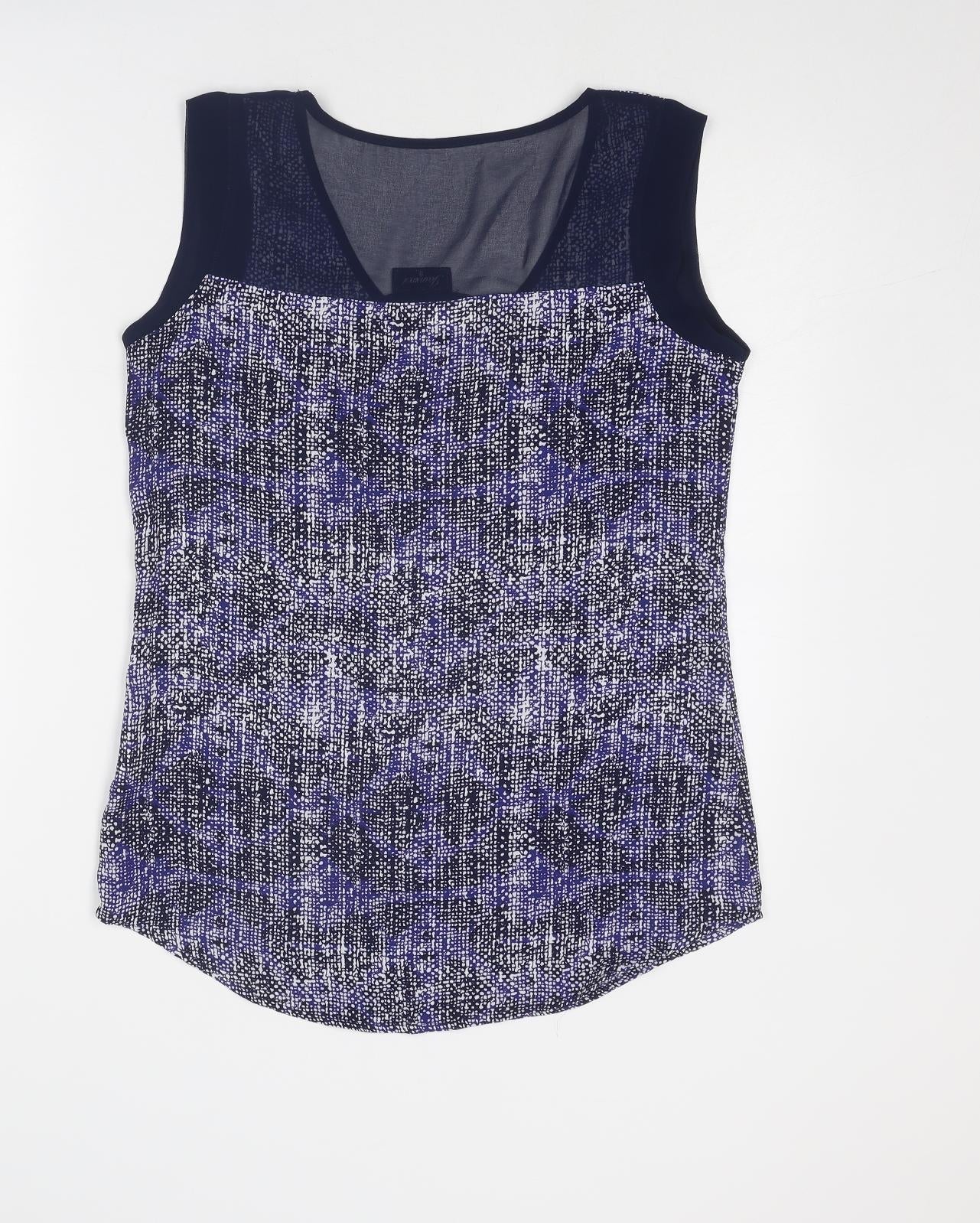 Jeanswest Womens Blue Geometric Polyester Basic Blouse Size 8 V-Neck
