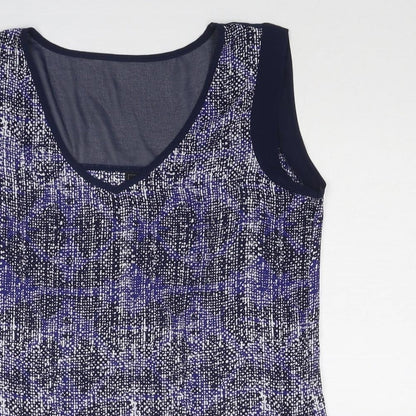 Jeanswest Womens Blue Geometric Polyester Basic Blouse Size 8 V-Neck