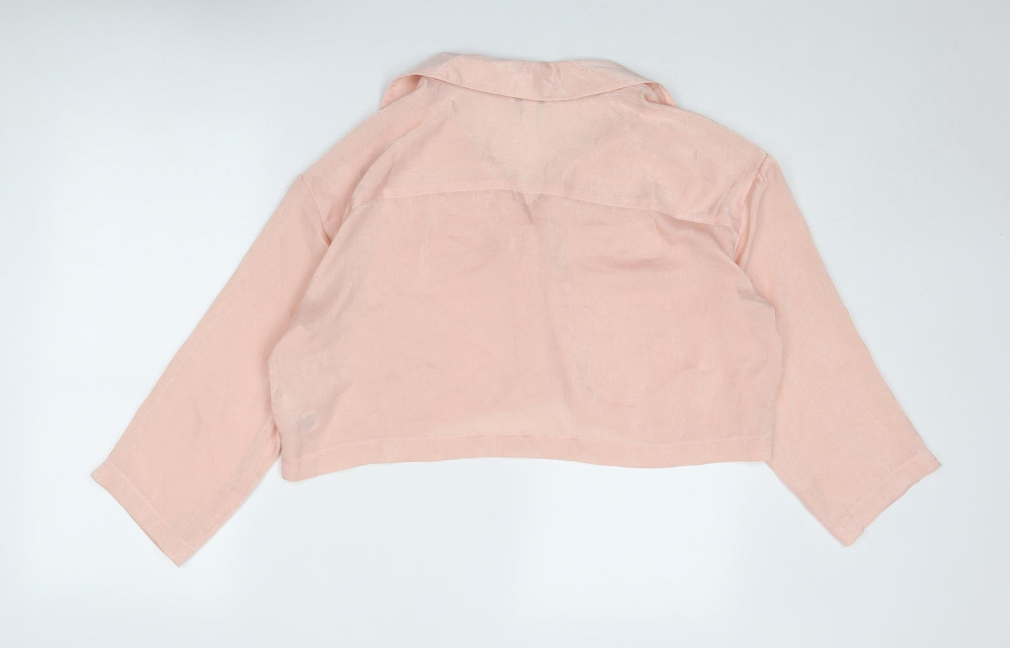 Topshop Womens Pink Polyester Cropped Button-Up Size 10 Collared
