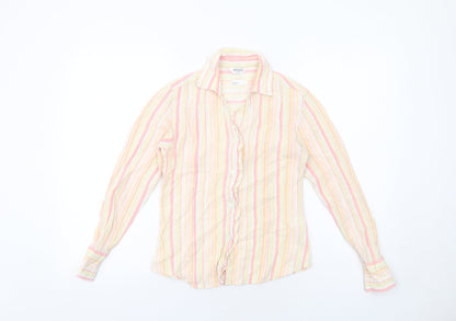 Editions Womens Multicoloured Striped Cotton Basic Button-Up Size 12 Collared