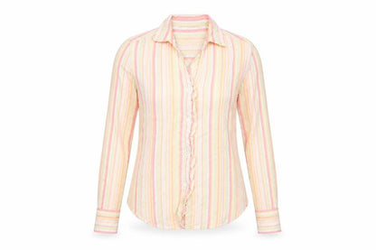 Editions Womens Multicoloured Striped Cotton Basic Button-Up Size 12 Collared