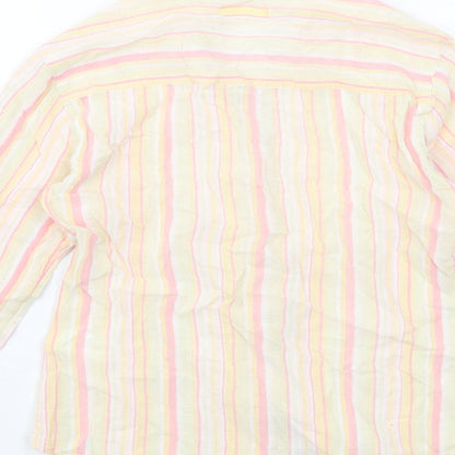 Editions Womens Multicoloured Striped Cotton Basic Button-Up Size 12 Collared