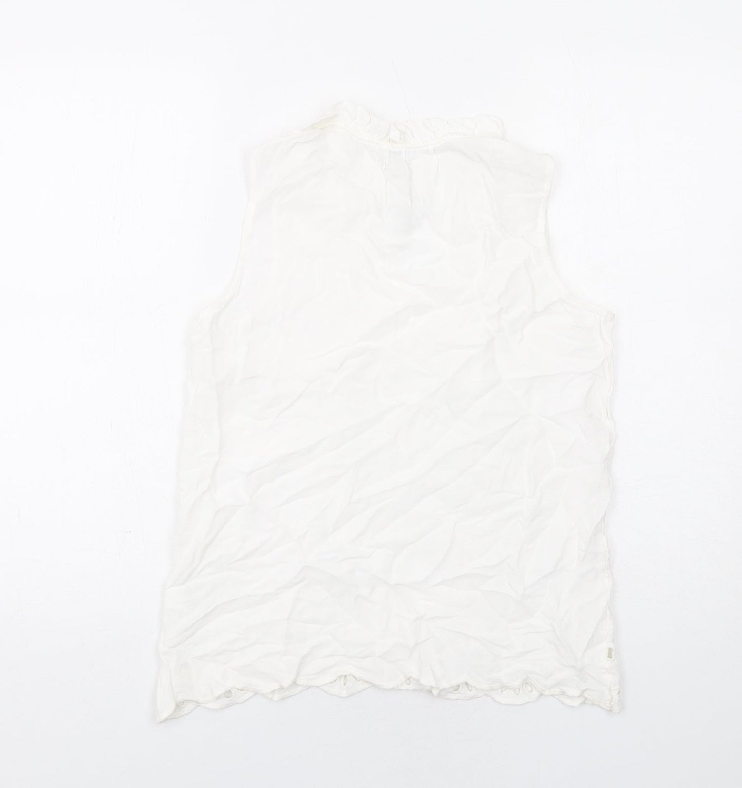 River Island Womens White Viscose Basic Blouse Size XS V-Neck - Broderie Anglaise