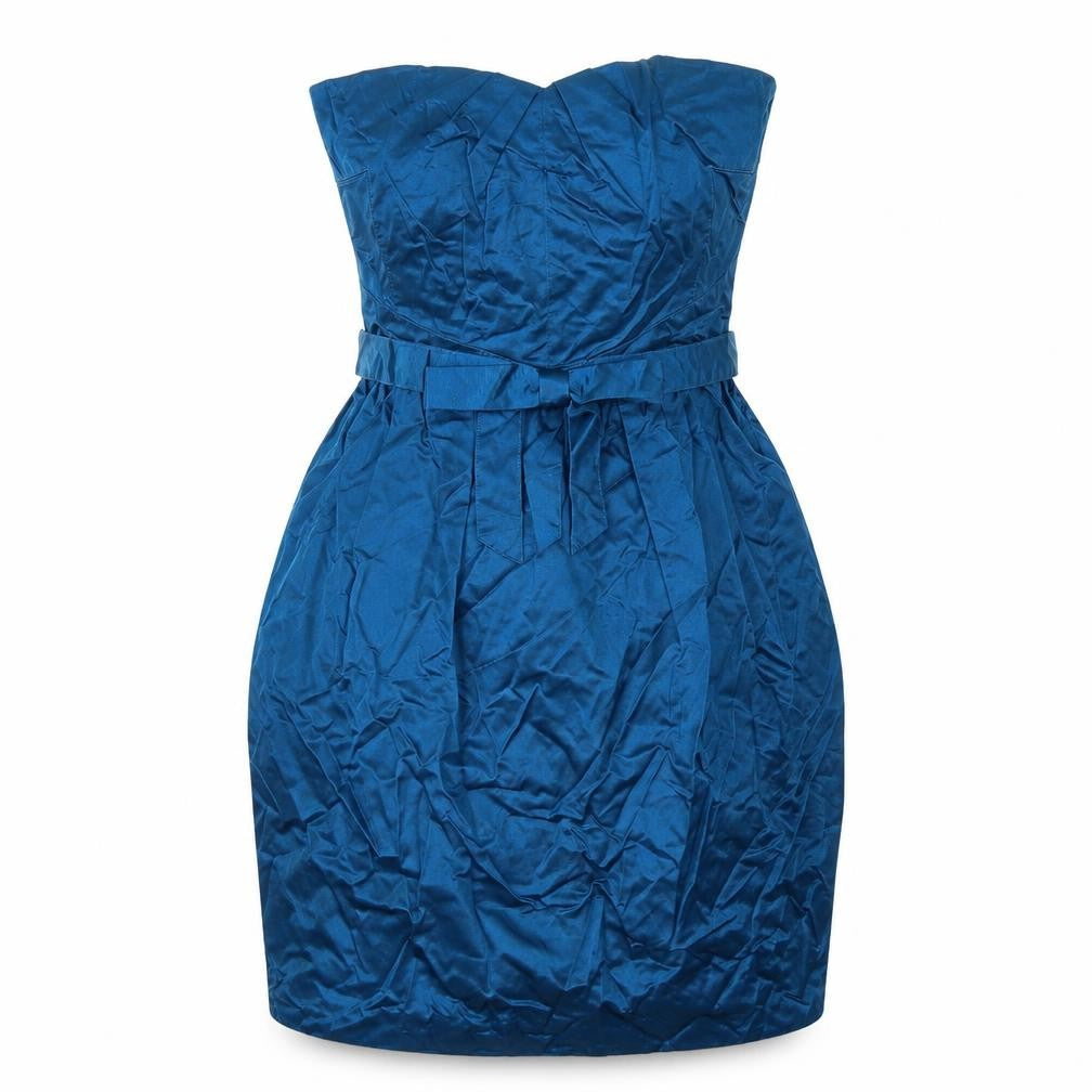 Warehouse Womens Blue Polyester Mini Size 10 Sweetheart Zip - Strapless