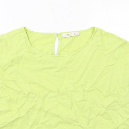 Oasis Womens Yellow Viscose Basic Blouse Size 16 Boat Neck - Tie Front