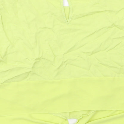Oasis Womens Yellow Viscose Basic Blouse Size 16 Boat Neck - Tie Front