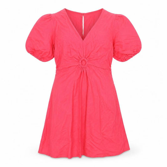 Mango Womens Pink Viscose A-Line Size M V-Neck Pullover - Ring Detail