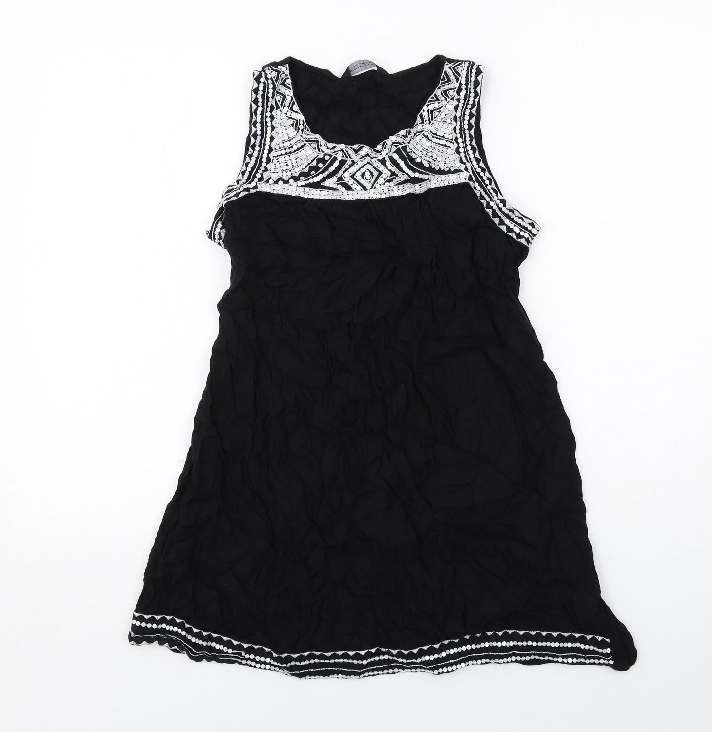 Dorothy Perkins Womens Black Viscose Basic Tank Size 12 Round Neck