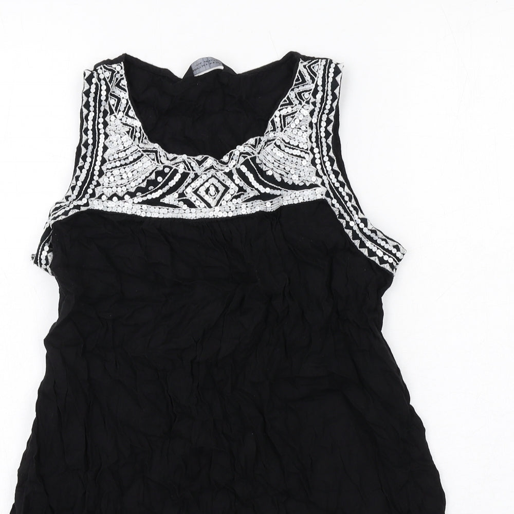 Dorothy Perkins Womens Black Viscose Basic Tank Size 12 Round Neck