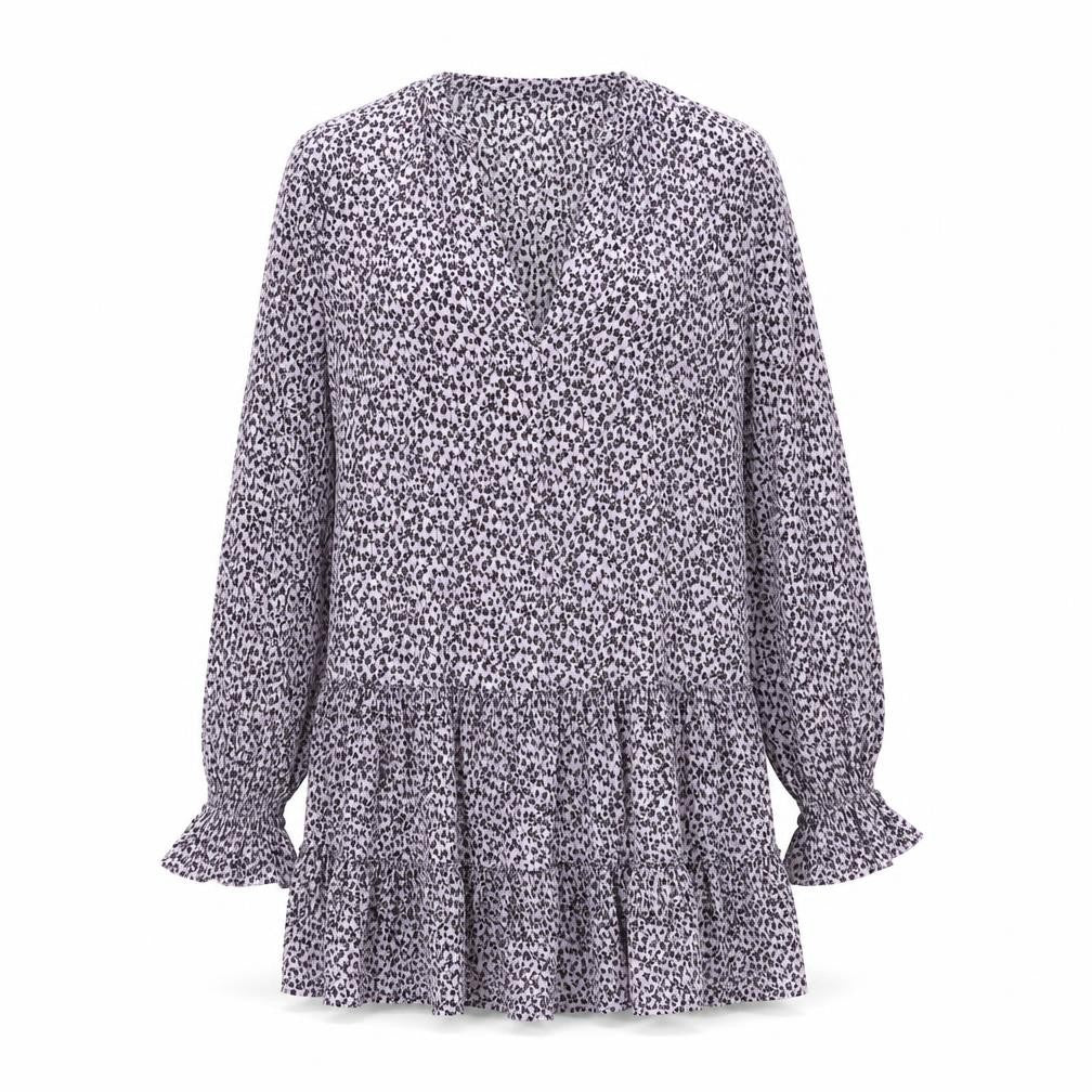 ASOS Womens Purple Floral Polyester A-Line Size 4 V-Neck Pullover