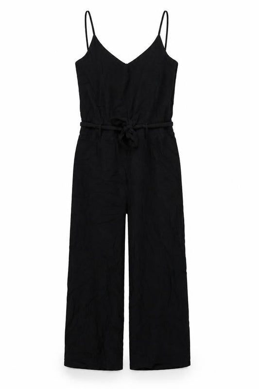 Fransa Womens Black Viscose Jumpsuit One-Piece Size S Zip
