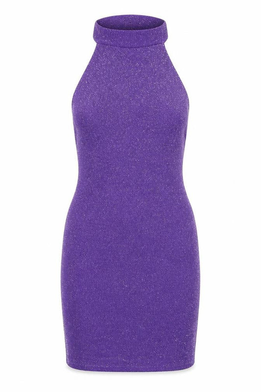 Pull&Bear Womens Purple Polyester Bodycon Size S Halter Button