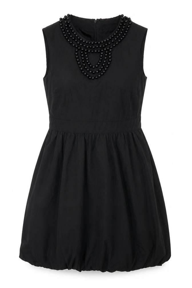 Coleen Womens Black Polyester A-Line Size 12 Round Neck Zip