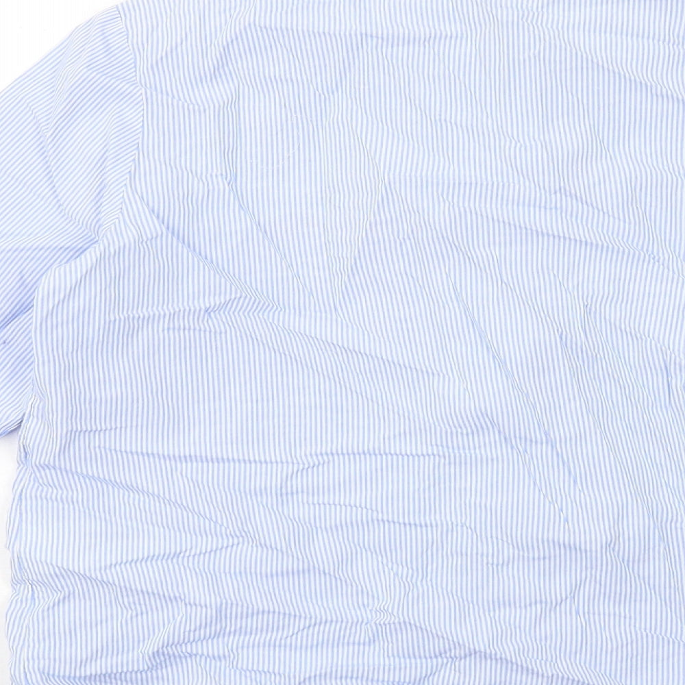 H&M Womens Blue Striped Cotton Basic Button-Up Size 10 Collared - Never Look Back