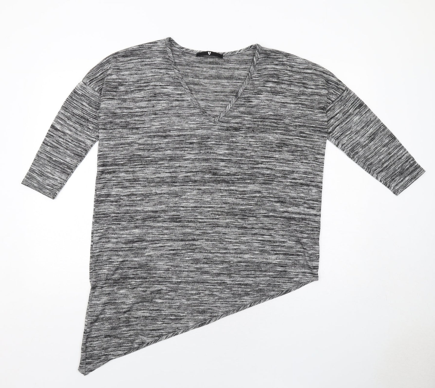 Very Womens Grey Polyester Basic T-Shirt Size 12 V-Neck